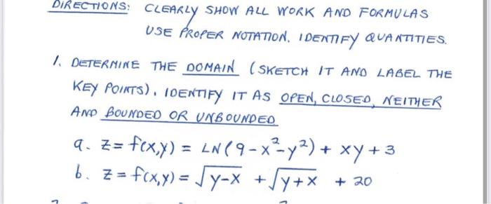 Solved DIRECTIONS: CLEARLY SHOW ALL WORK AND FORMULAS USE | Chegg.com