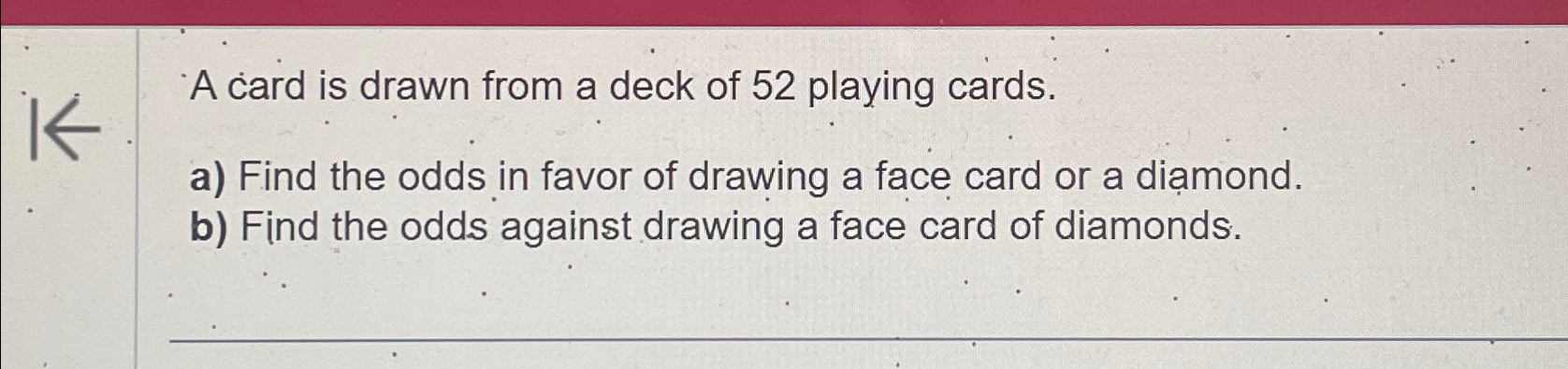 Solved A card is drawn from a deck of 52 ﻿playing cards a) Chegg com