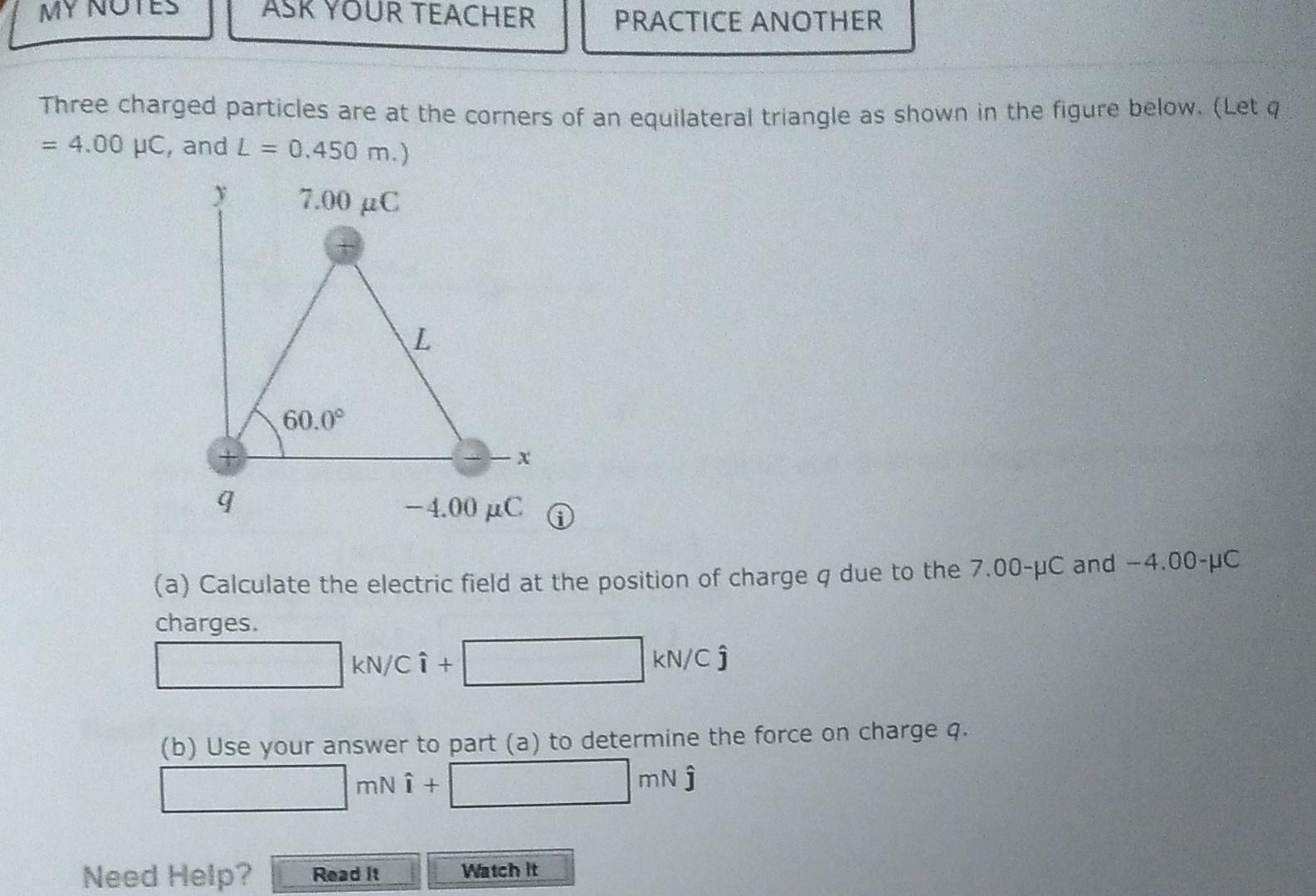 Solved Three Charged Particles Are At The Corners Of An | Chegg.com