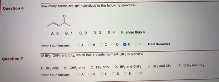 Solved Question 6 How many atoms are sp2 hybridized in the | Chegg.com