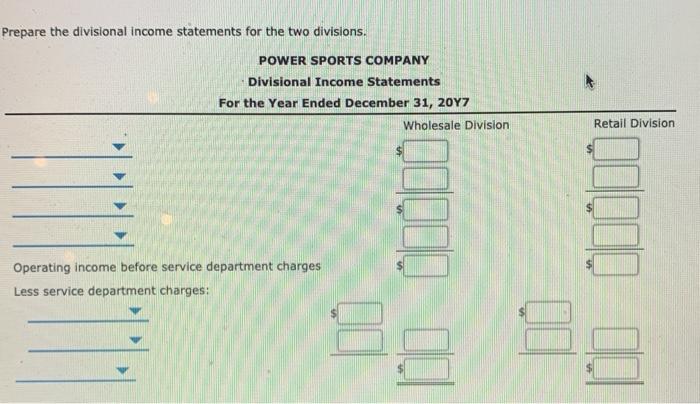 Solved Divisional Income Statements with Service Department | Chegg.com