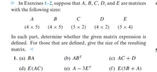 Solved In Exercises 1-2, Suppose That A, B, C, D, And E Are | Chegg.com