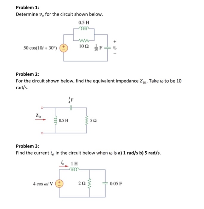 Solved Problem 1: Determine v, for the circuit shown below. | Chegg.com