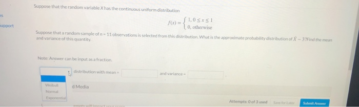 Solved Suppose that the random variable X has the continuous | Chegg.com