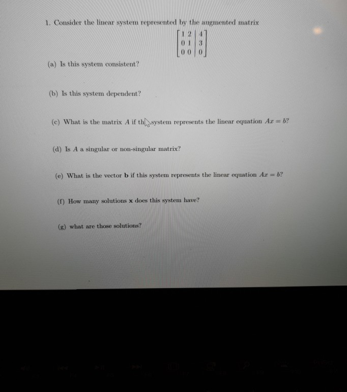 Solved 1. Consider the linear system represented by the | Chegg.com