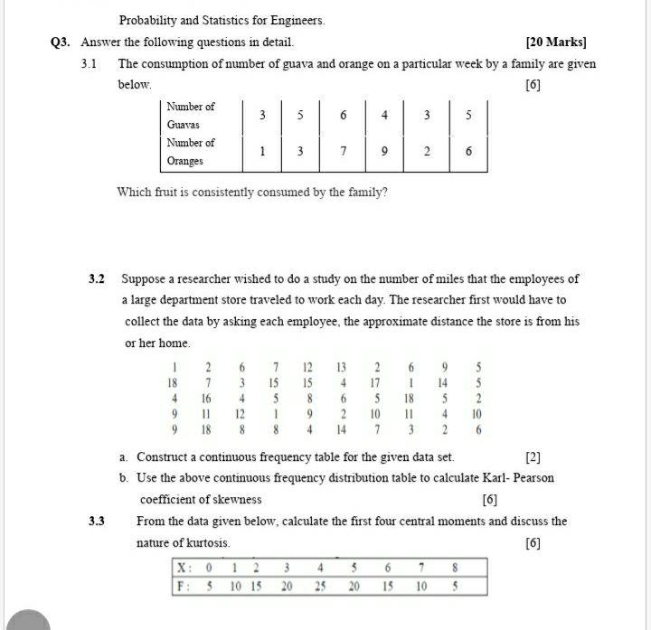 Solved Probability and Statistics for Engineers. Q3. Answer | Chegg.com