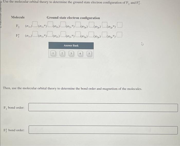 Solved Use the molecular orbital theory to determine the | Chegg.com