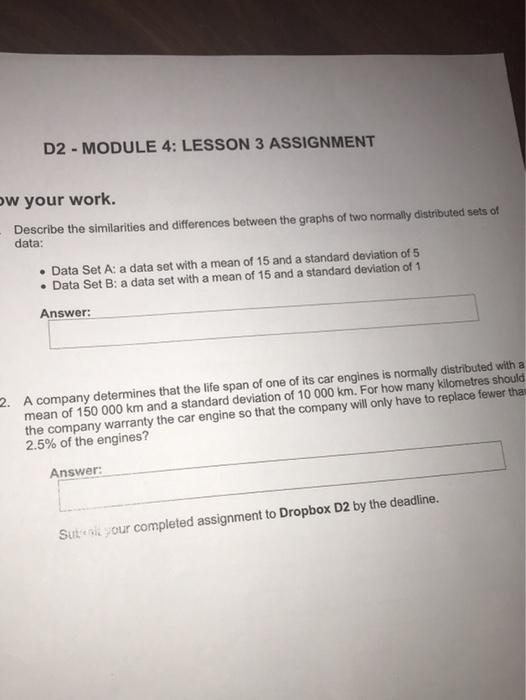 Solved D2 - MODULE 4: LESSON 3 ASSIGNMENT ow your work. | Chegg.com