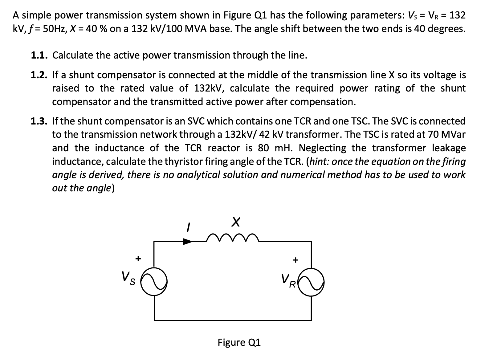 Solved A simple power transmission system shown in Figure Q1 | Chegg.com