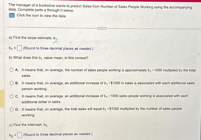 Solved The Manager Of A Bookstore Wants To Predict Sales | Chegg.com