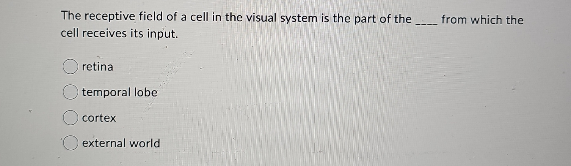 Solved The receptive field of a cell in the visual system is | Chegg.com