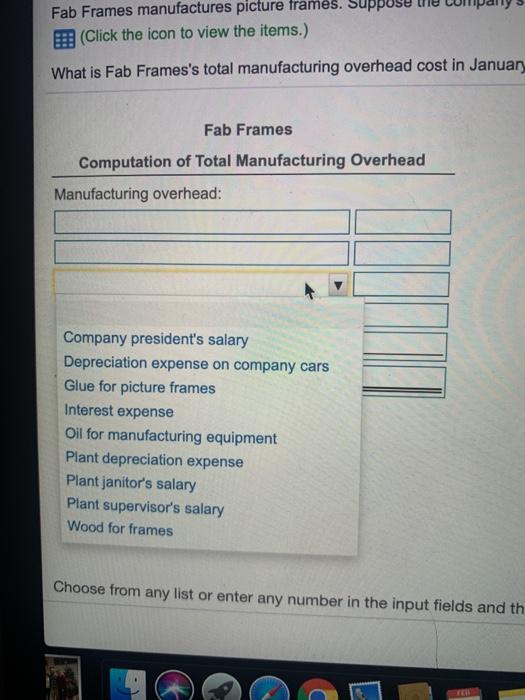 Solved Fab Frames manufactures picture frames. Suppose the