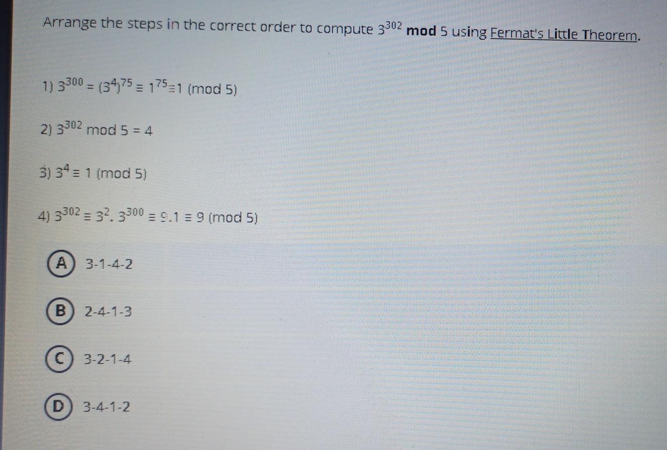 Solved Arrange The Steps In The Correct Order To Compute | Chegg.com