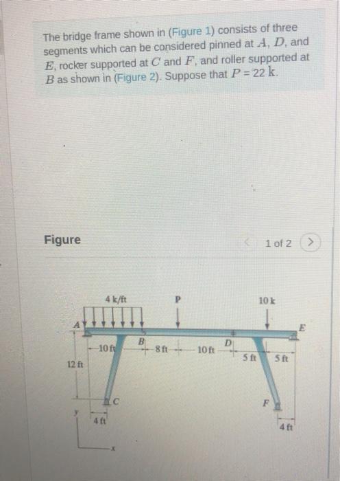 Solved The bridge frame shown in (Figure 1) consists of | Chegg.com