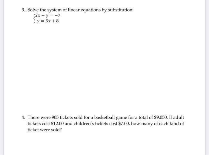 Solved 3. Solve the system of linear equations by | Chegg.com