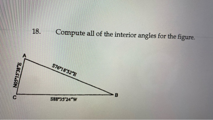 Solved Compute all of the interior angles for the figure. | Chegg.com