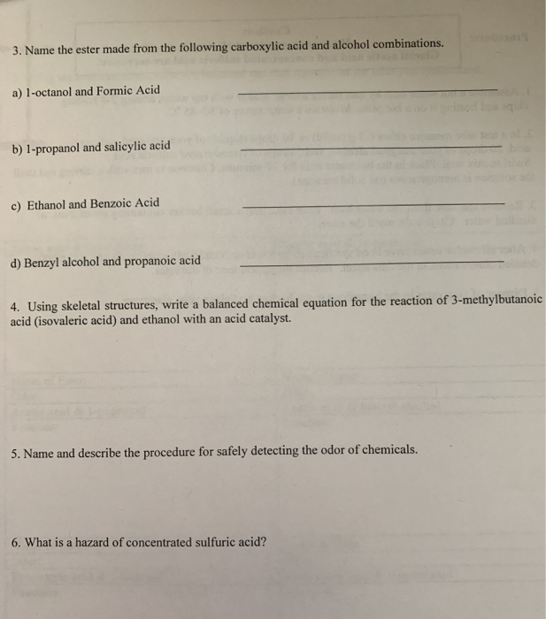 Solved Objective To produce esters that smell like fruit