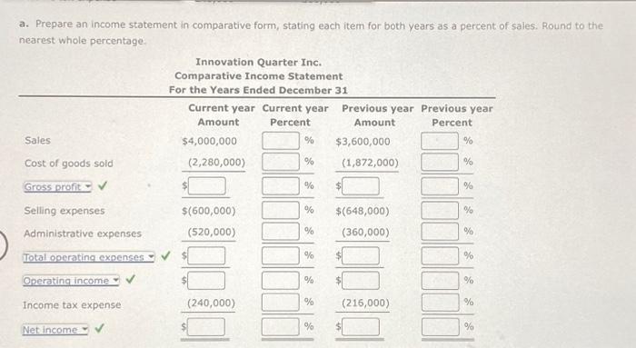 Solved Vertical Analysis of Income Statement Revenue and | Chegg.com