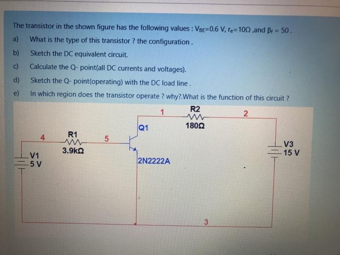 Solved The transistor in the shown figure has the following | Chegg.com