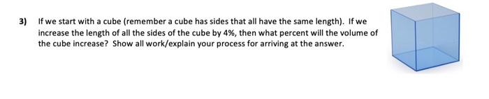 Solved 3) If we start with a cube (remember a cube has sides | Chegg.com
