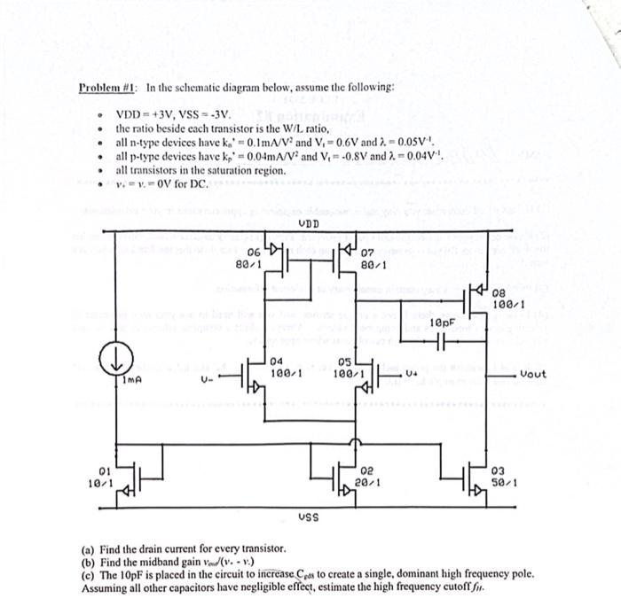 Solved Problem # 1: In The Schematic Diagram Below, Assume | Chegg.com