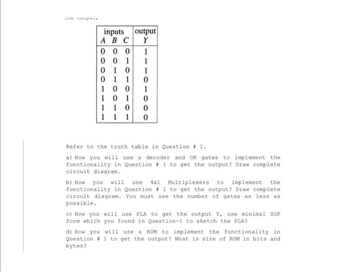 Solved Refer to the truth table in Question \# 1. a) How you | Chegg.com
