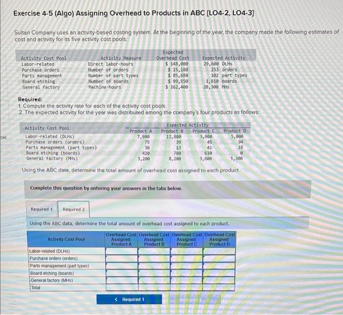 Solved Exercise 4.5 (Algo) Assigning Overhead to Products in | Chegg.com