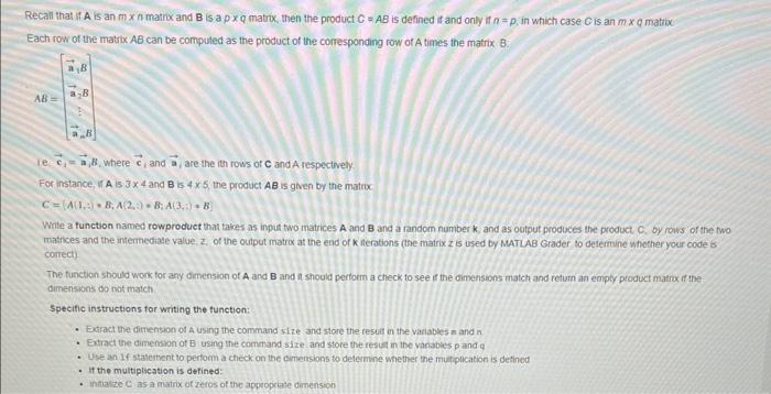 Solved Recall That If A Is An M× N Matrix And B Is A P×q | Chegg.com