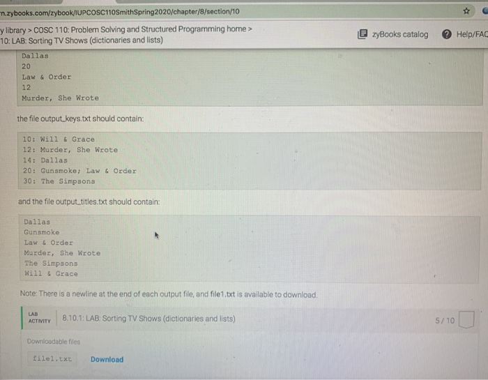 3.10 LAB Sorting TV Shows (dictionaries and lists)