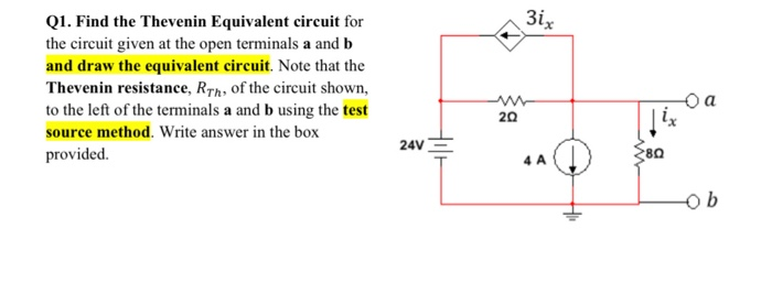 Solved 3ix Q1. Find the Thevenin Equivalent circuit for the | Chegg.com