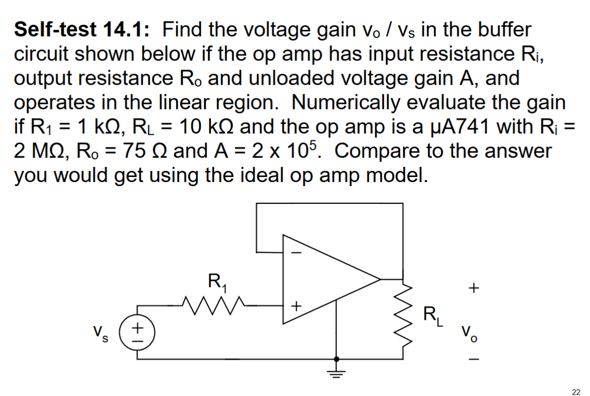 Solved Self-test 14.1: Find the voltage gain vovs in ﻿the | Chegg.com