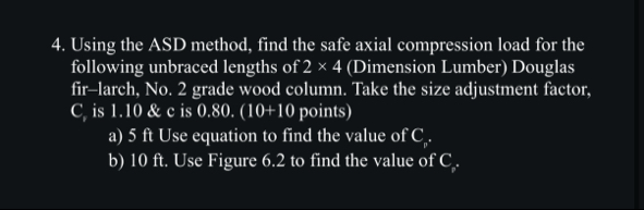Solved Using the ASD method, find the safe axial compression | Chegg.com