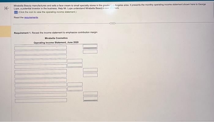 Solved nts. cast Op Requirements 1. Recast the income | Chegg.com