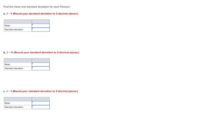 Solved Find the mean and standard deviation for each | Chegg.com