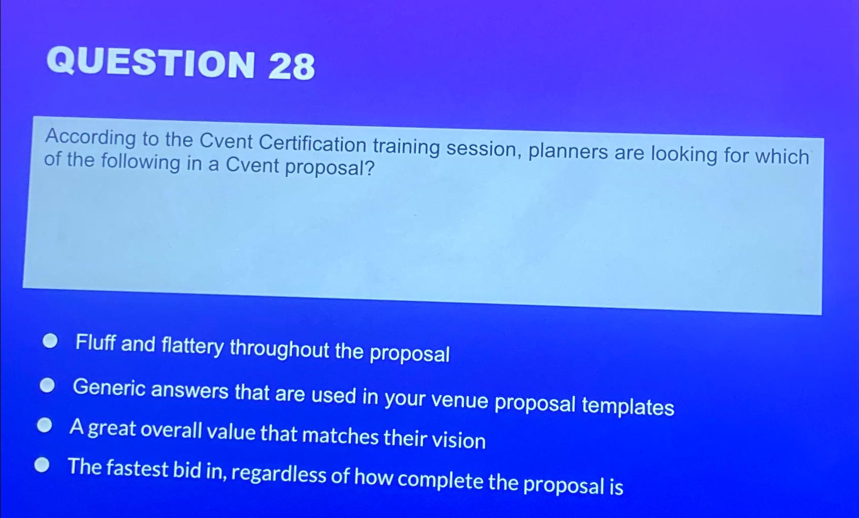Solved QUESTION 28According to the Cvent Certification | Chegg.com