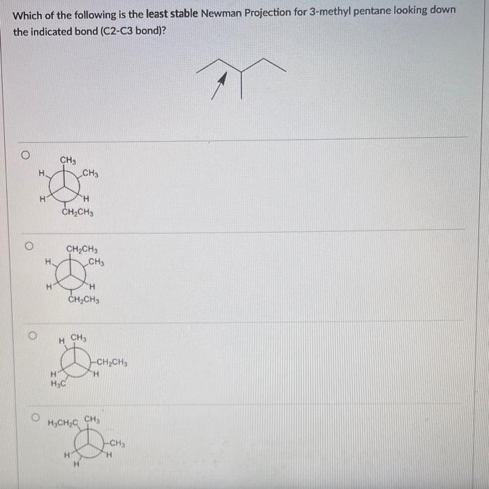 Solved Which of the following is the least stable Newman | Chegg.com