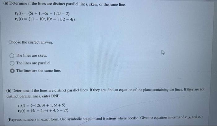 solved-a-determine-if-the-lines-are-distinct-parallel-chegg