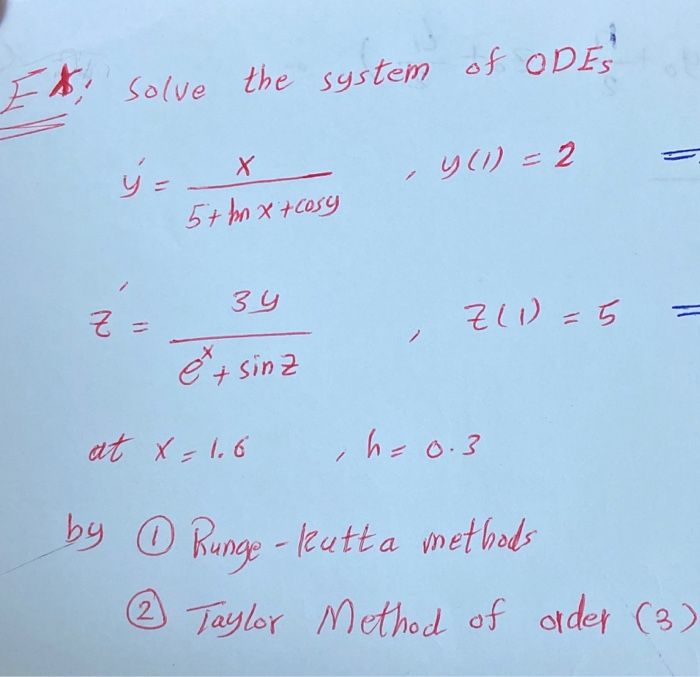 Solved It Solve The System Of Odes Y 1 2 Y X X 5 Ho Chegg Com
