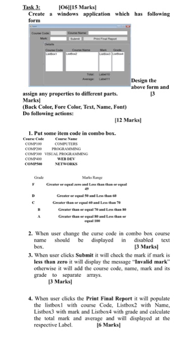 Solved Task 3: 106][15 Marks Create a windows application | Chegg.com