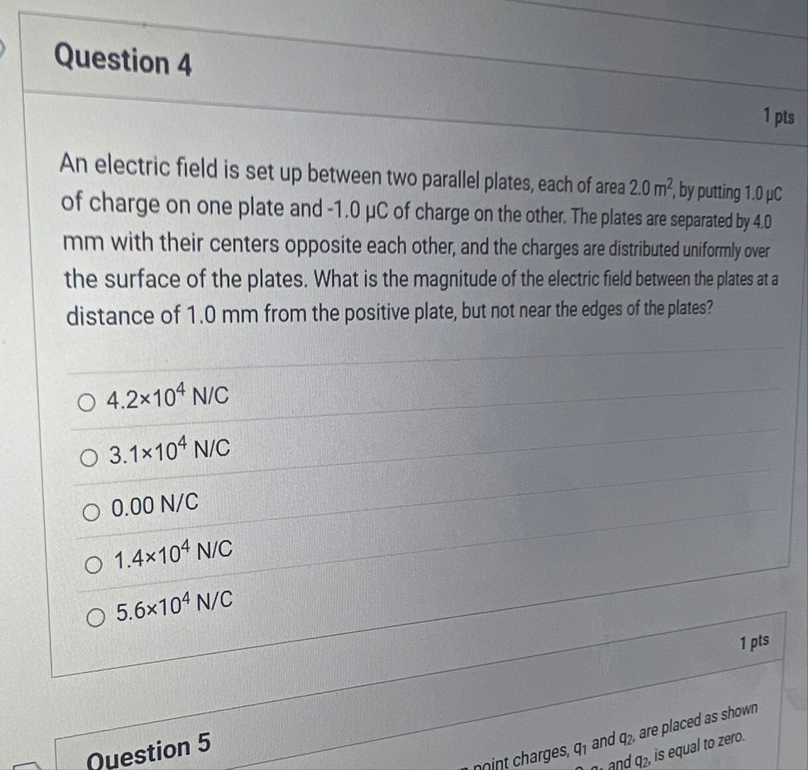 Solved Question 41 ﻿ptsAn electric field is set up between | Chegg.com