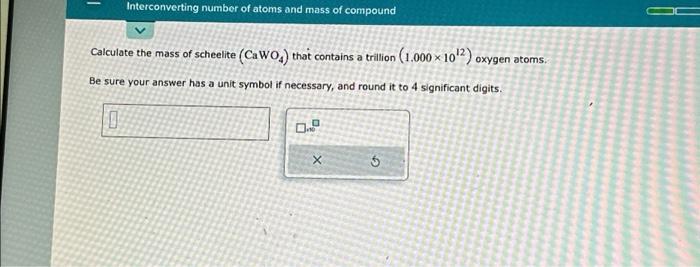 Interconverting number of atoms outlet and mass of compound