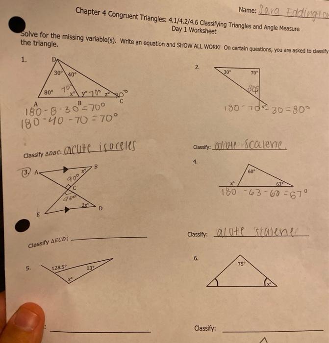 Name Java Eddingtos Chapter 4 Congruent Triangles Chegg Com