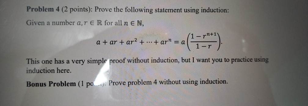 Solved Problem 4 (2 points): Prove the following statement | Chegg.com