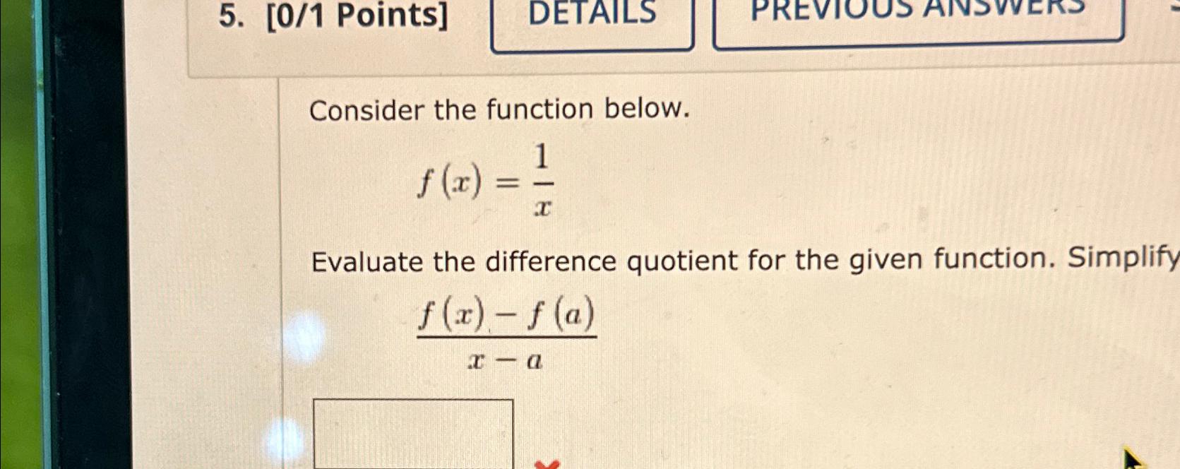 Solved [0/1 ﻿Points]Consider the function | Chegg.com
