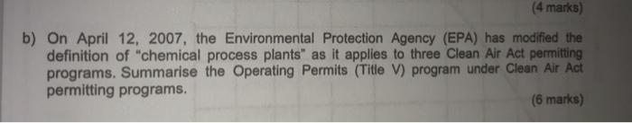 Solved B) On April 12, 2007, The Environmental Protection | Chegg.com