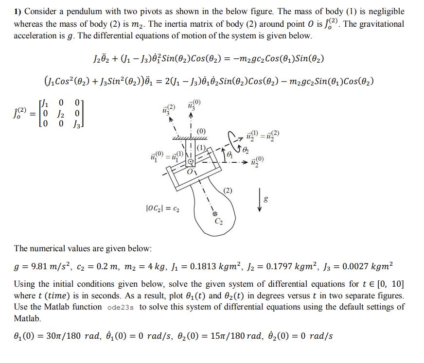 Solved Consider a pendulum with two pivots as shown in the | Chegg.com