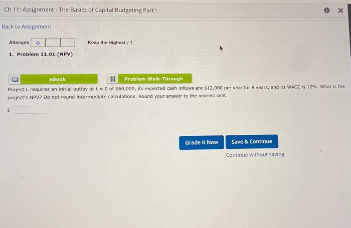 Solved Ch 11: Assignment - The Basics of Capital Budgeting | Chegg.com