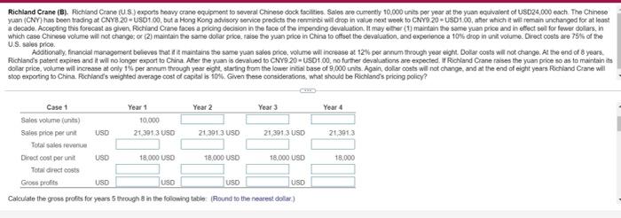 Richland Crane (B). Richland Crane (US) Exports Heavy | Chegg.com