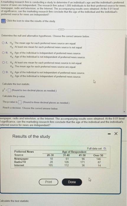 Solved A marketing research firm is conducting a study to | Chegg.com