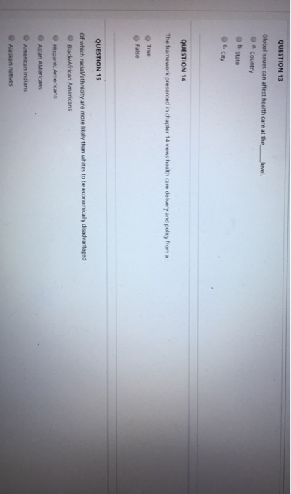 Solved QUESTION 13 Global Issues Can Affect Health Care At | Chegg.com